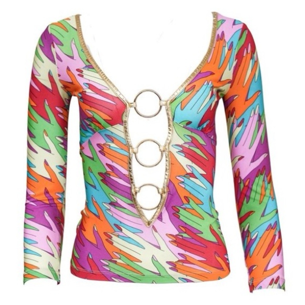 D&G Multicolored Handprint "O" Ring Top